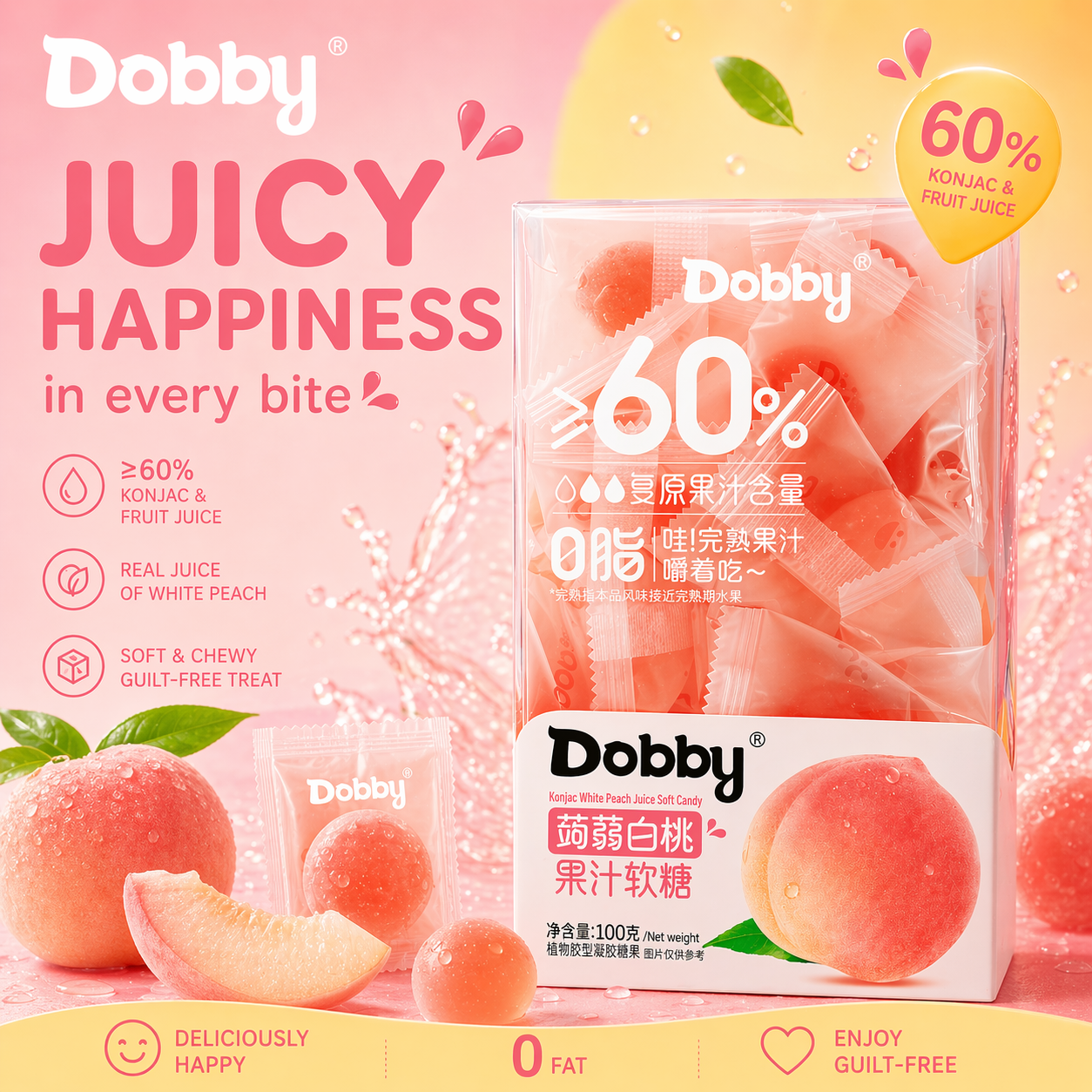 Dobby White Peach Konjac Gummies