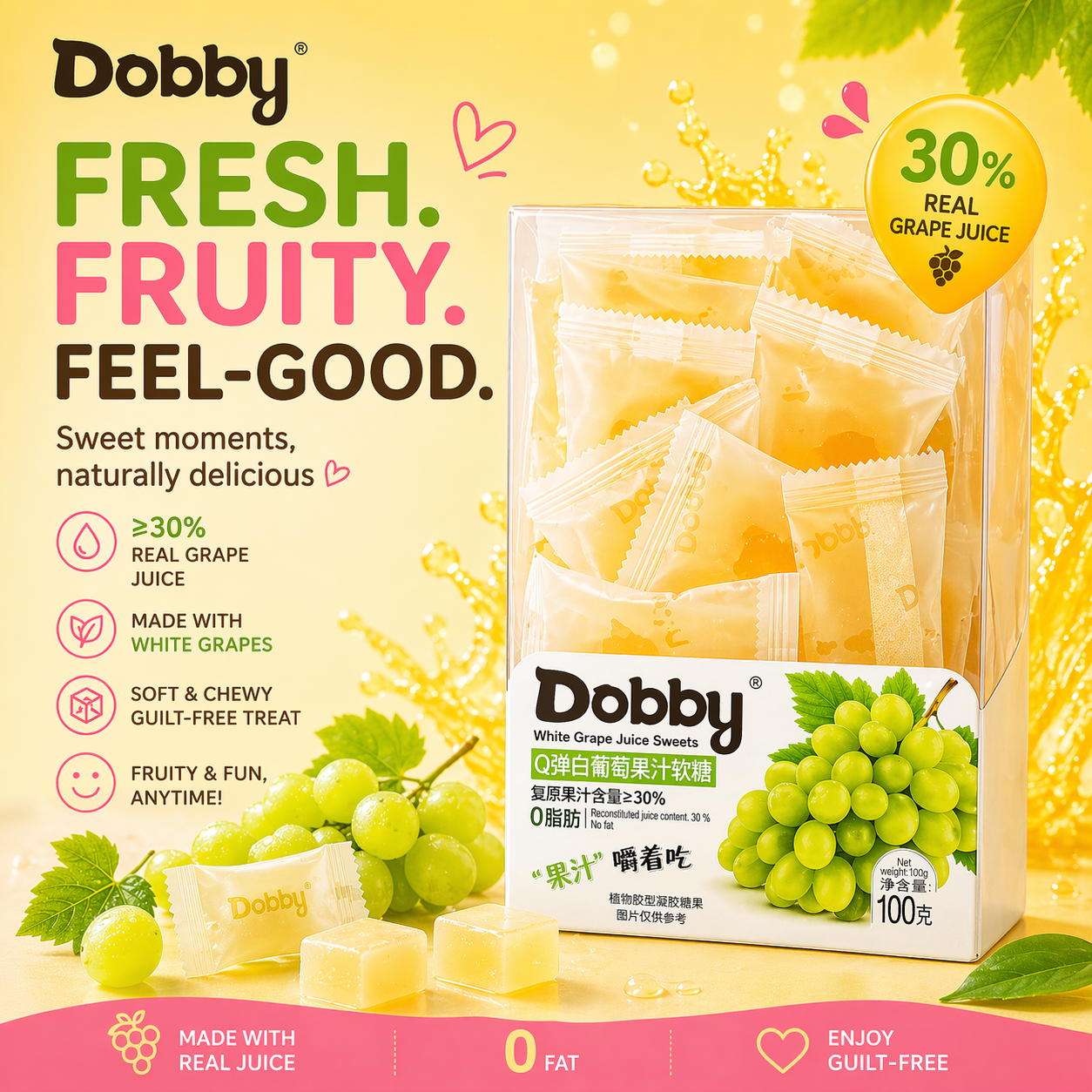 Dobby White Grape Konjac Gummies
